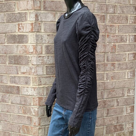 We The Free Natasha Crewneck Ruched Long Sleeve Top Sz M - Picture 4 of 13